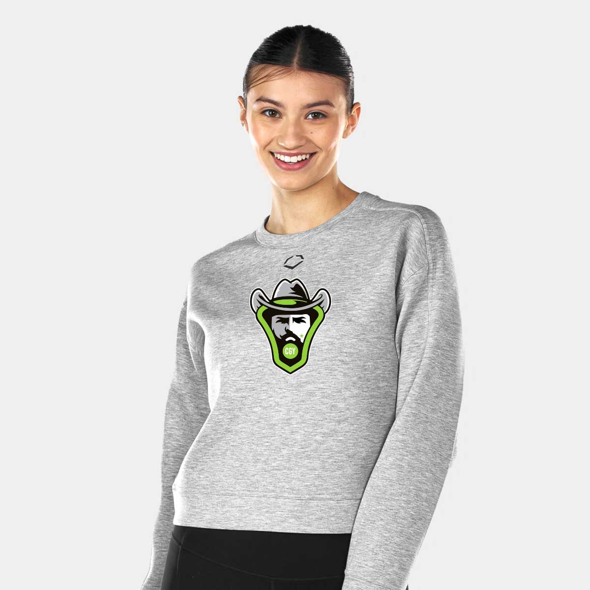 True-Calgary_W-Crew-Gry Womens Crop Crew Neck - Black - Image 3