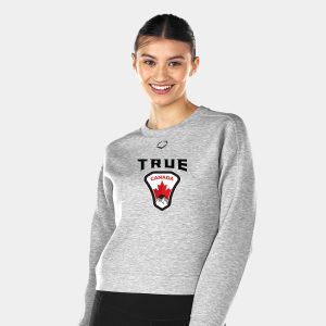 Womens Crop Crew Neck - Heather Grey